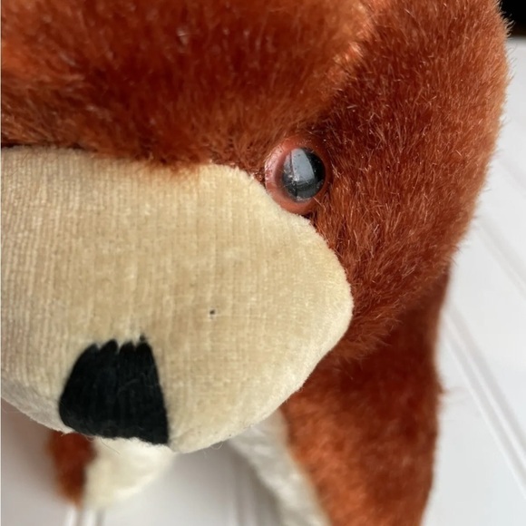 Vintage Plush Bear Japan Red Brown Rare Stuffed Animal Unique OOAK - Picture 7 of 11